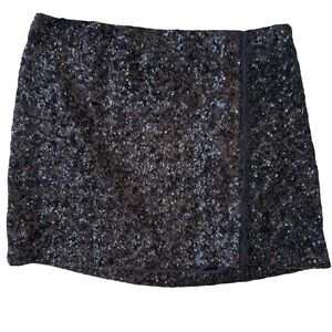 ZARA Black Sequin Party Mini Skirt S